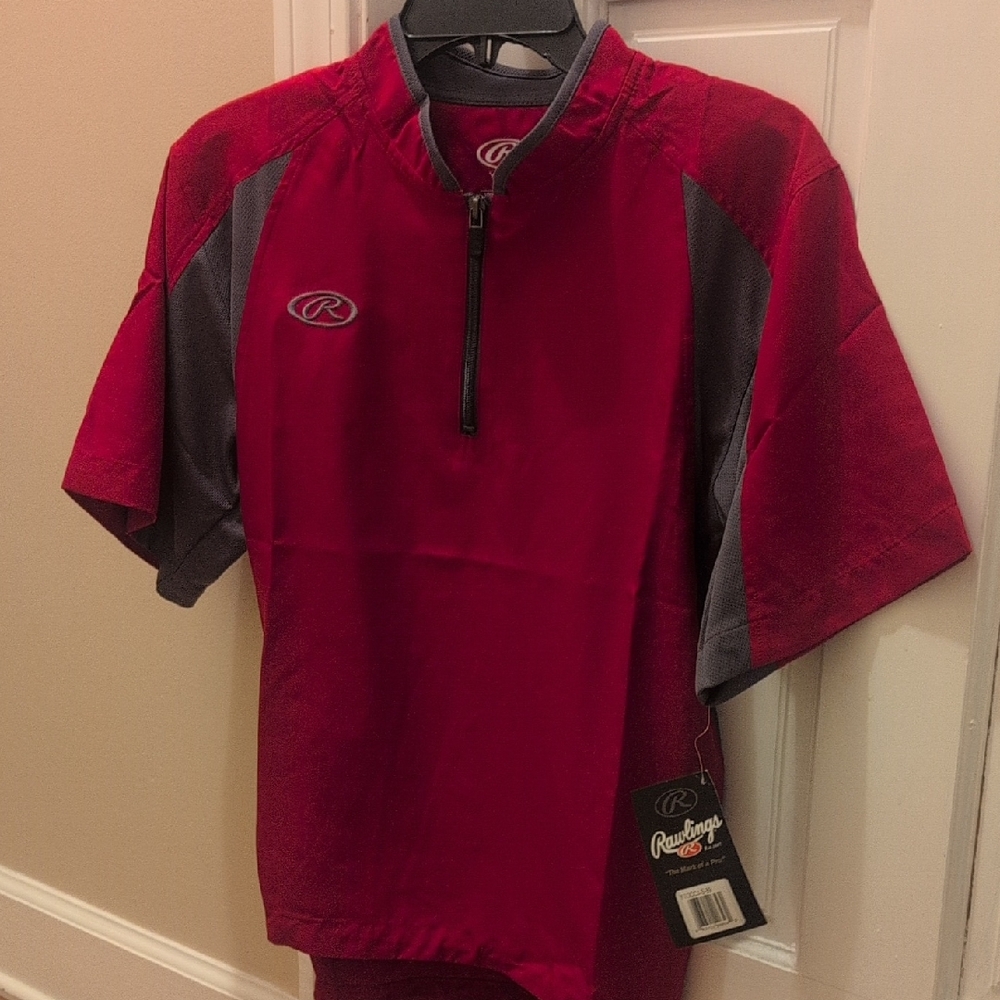 Rawlings Red and Gray Youth Athletic Quarter-Zip Top